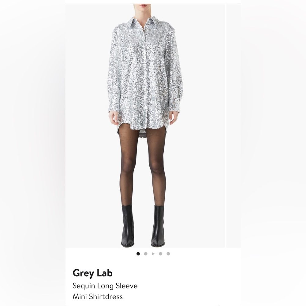 GREY LAB Silver Sequin Mini Dress